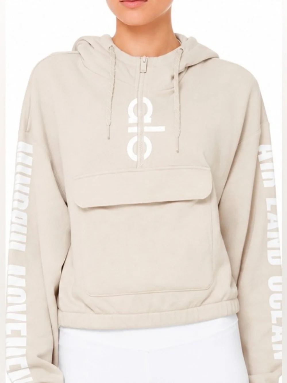 Alo Yoga Solar Cropped Hoodie Bone White Size S 🤍